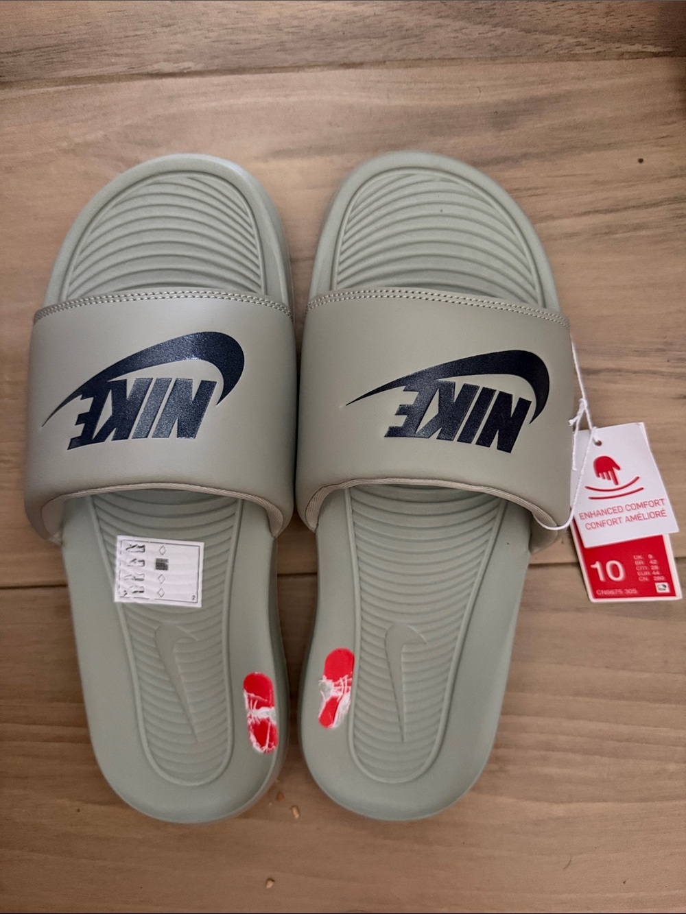 Nike Slide Sandals in Sage Green with Black Logo US10